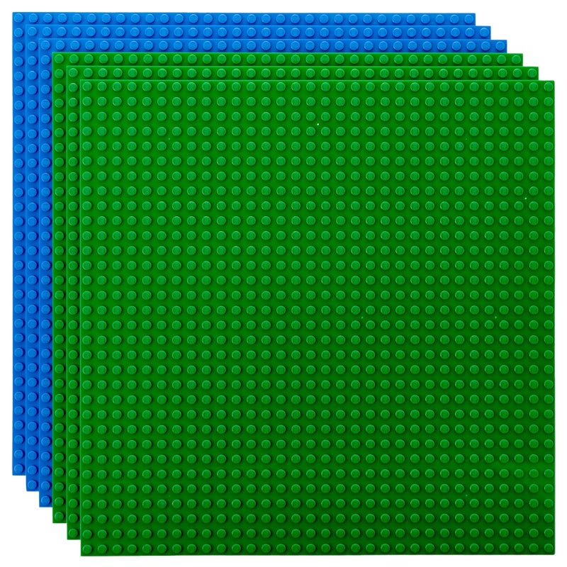 Strictly Briks Stackable Baseplates - 6 Pack Compatible with Classic Lego & Major Brick Brands, 10 x 10 in with 32 x 32 Studs, Toy Building Plates Boards, Kids Easter Gift, Green Blue - Image 1